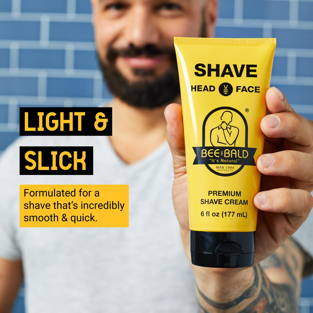Bee Bald Crème Rasage – texture légère vue rapprochée, application fluide