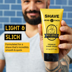 Bee Bald Crème Rasage – texture légère vue rapprochée, application fluide