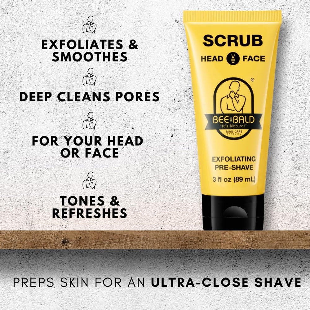 Bee Bald SCRUB exfoliation tous types de peau pour une peau plus lisse.