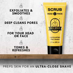 Bee Bald SCRUB exfoliation tous types de peau pour une peau plus lisse.