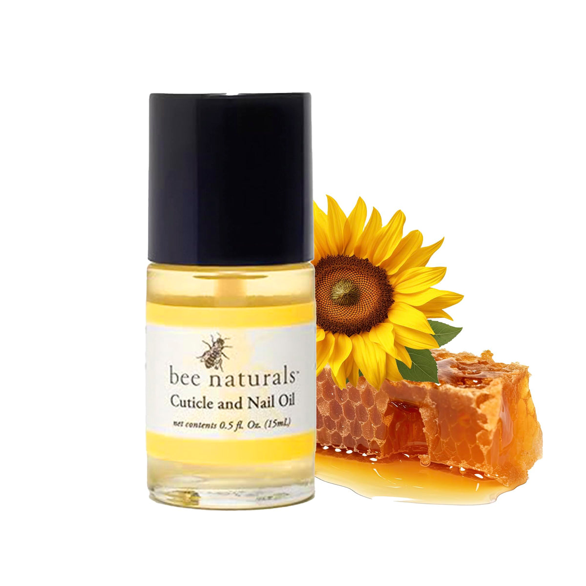 Bee Naturals huile ongles-cuticules, bouteille 15 ml, hydratation durable.