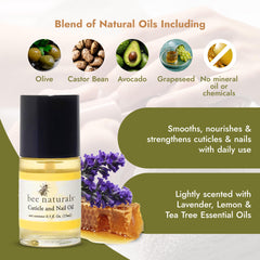 Bee Naturals huile-ongles-cuticules, parfum léger lavande et citron.