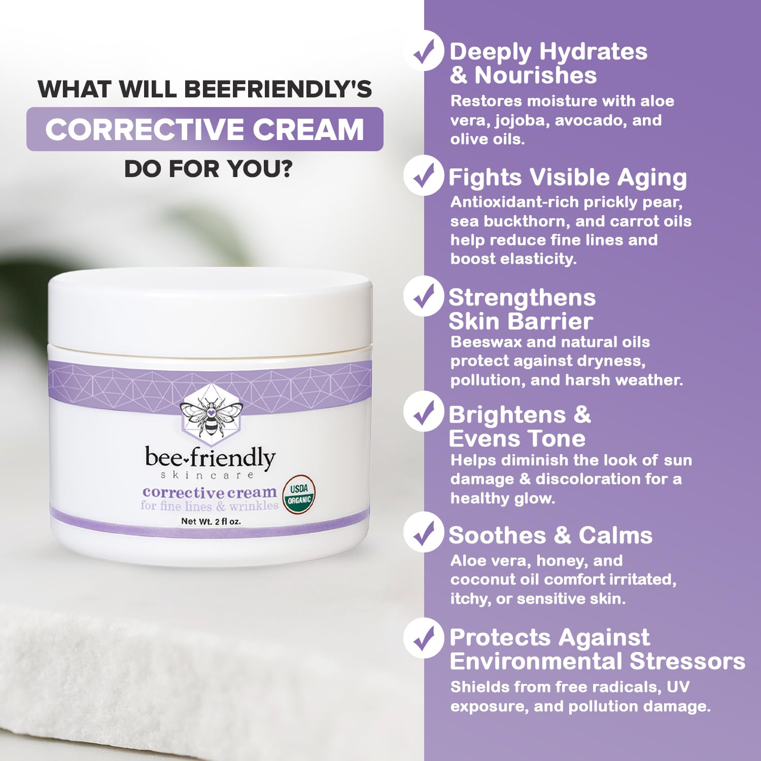 BeeFriendly anti-ride formule naturelle cible les signes de l'âge.