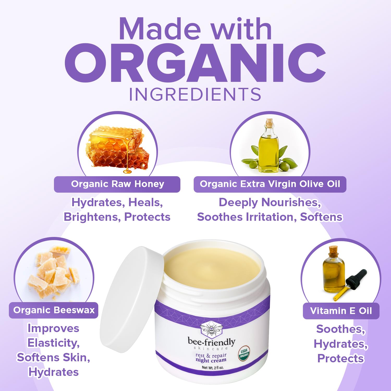 BeeFriendly Crème Nuit Cou Décolleté – soin ciblé pour le cou et le décolleté.