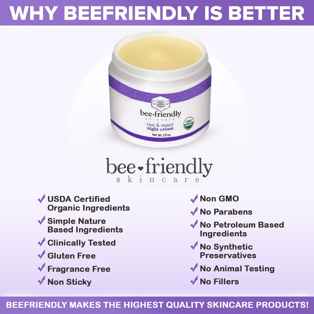 BeeFriendly Crème Nuit Sans Paraben Parfum Synthetique – formule douce et hypoallergenique.