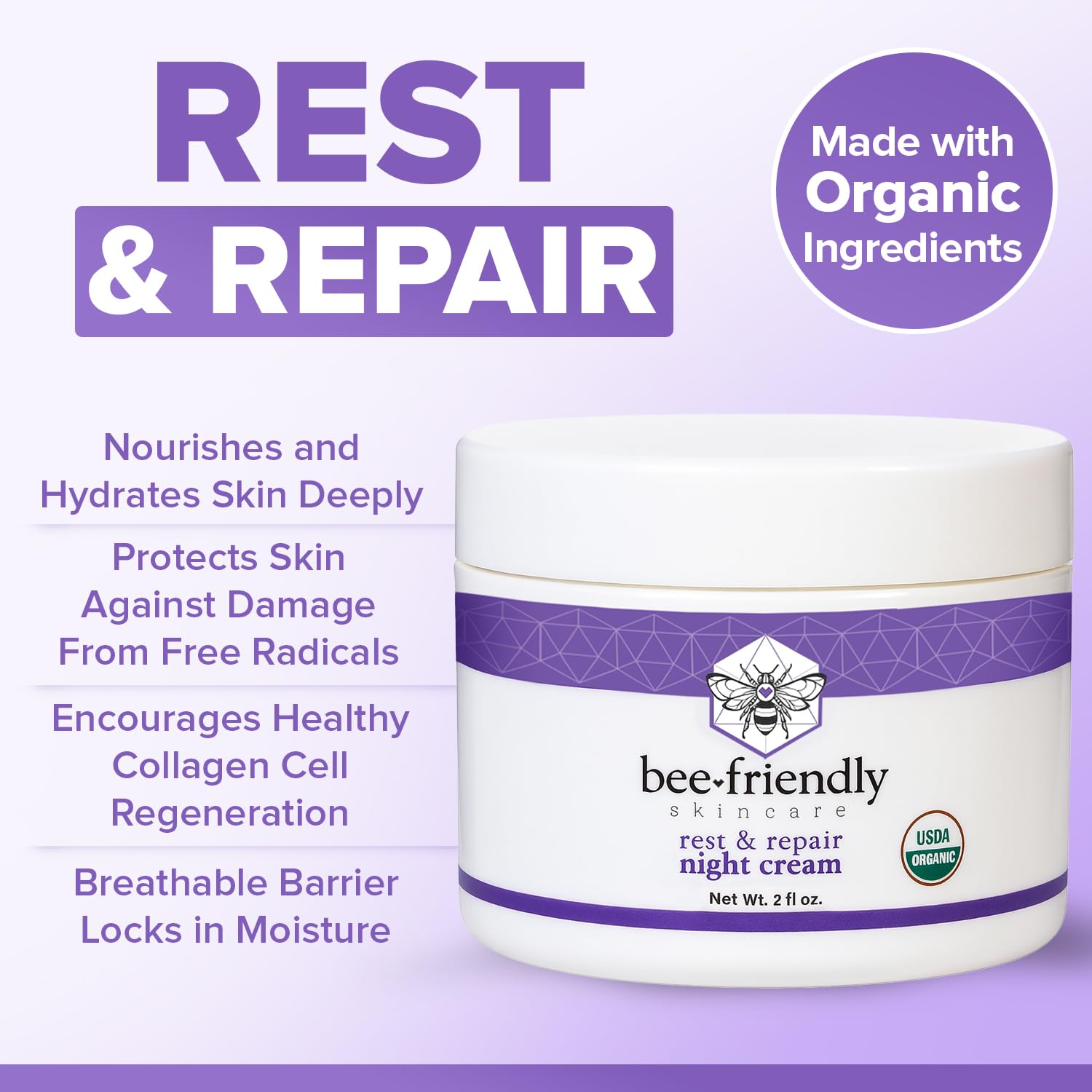 BeeFriendly Crème Nuit Texture Riche – texture onctueuse qui pénètre sans effort.