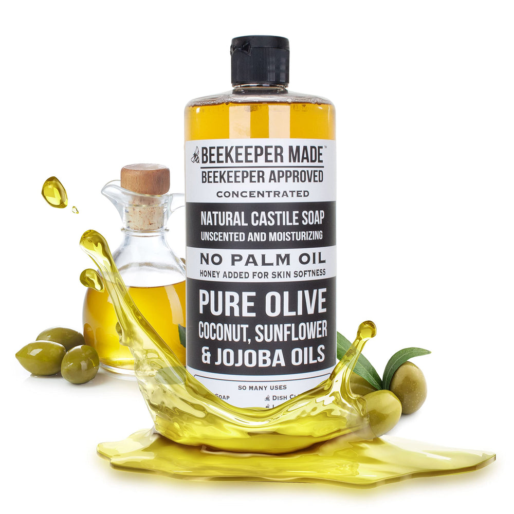 Beessential Lavender Castile soap ingredients close-up, highlighting a clean, eco-friendly formula