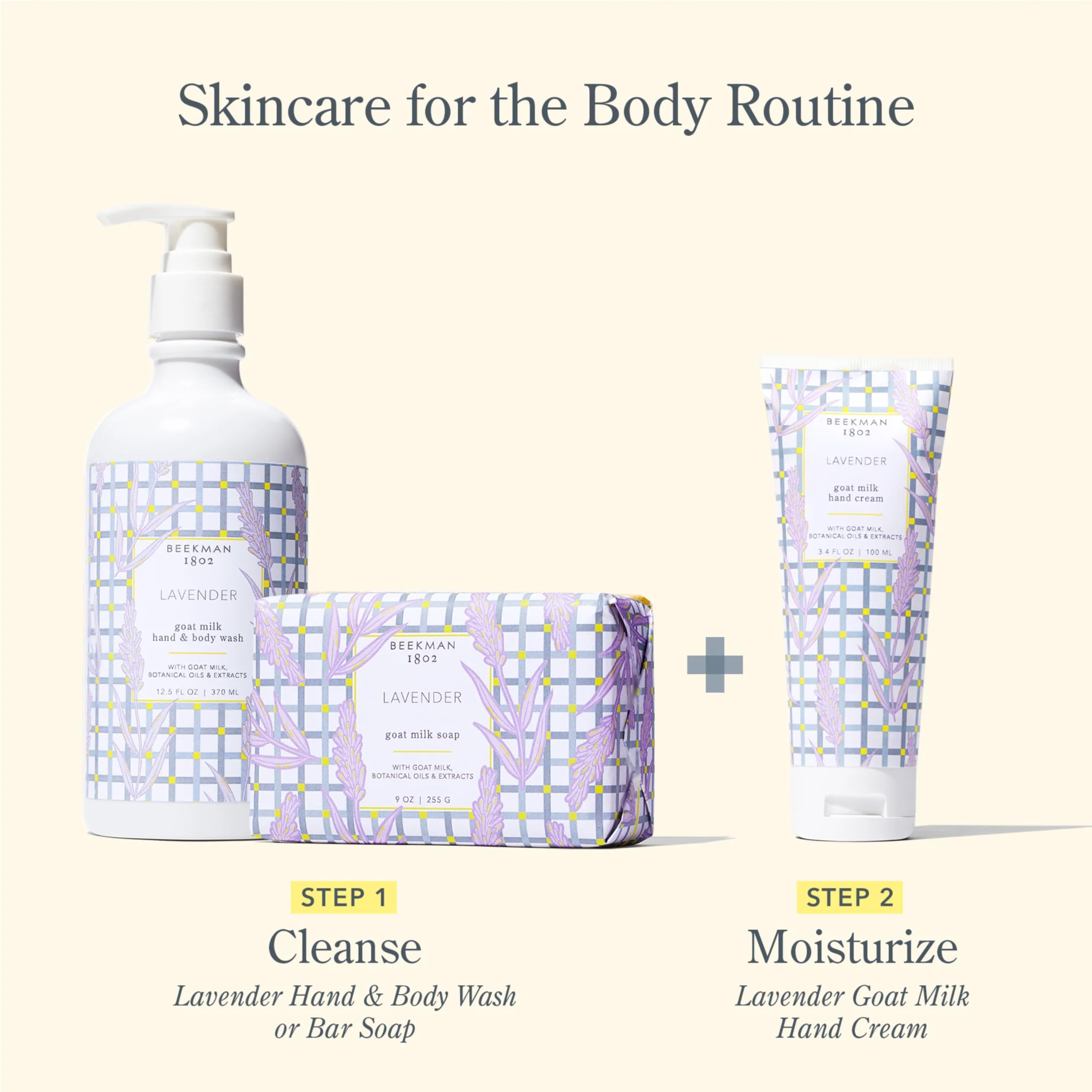 Beekman 1802 crème main lait chèvre lavande : sans parabènes et sans sulfates, beauté propre.