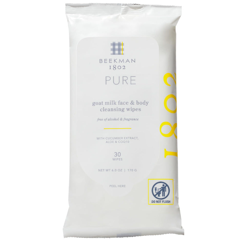 Beekman 1802 face & body wipes fragrance-free pack for sensitive skin cleansing