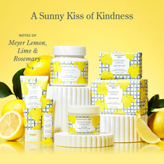 Beekman 1802 Sunshine Lemon wipe demonstrating use on the face for fresh skin.