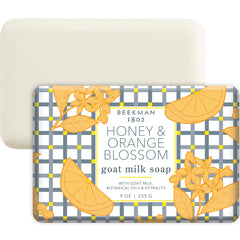 Beekman 1802 goat milk soap bar with honey-orange blossom aroma, nourishing your sensitive skin.