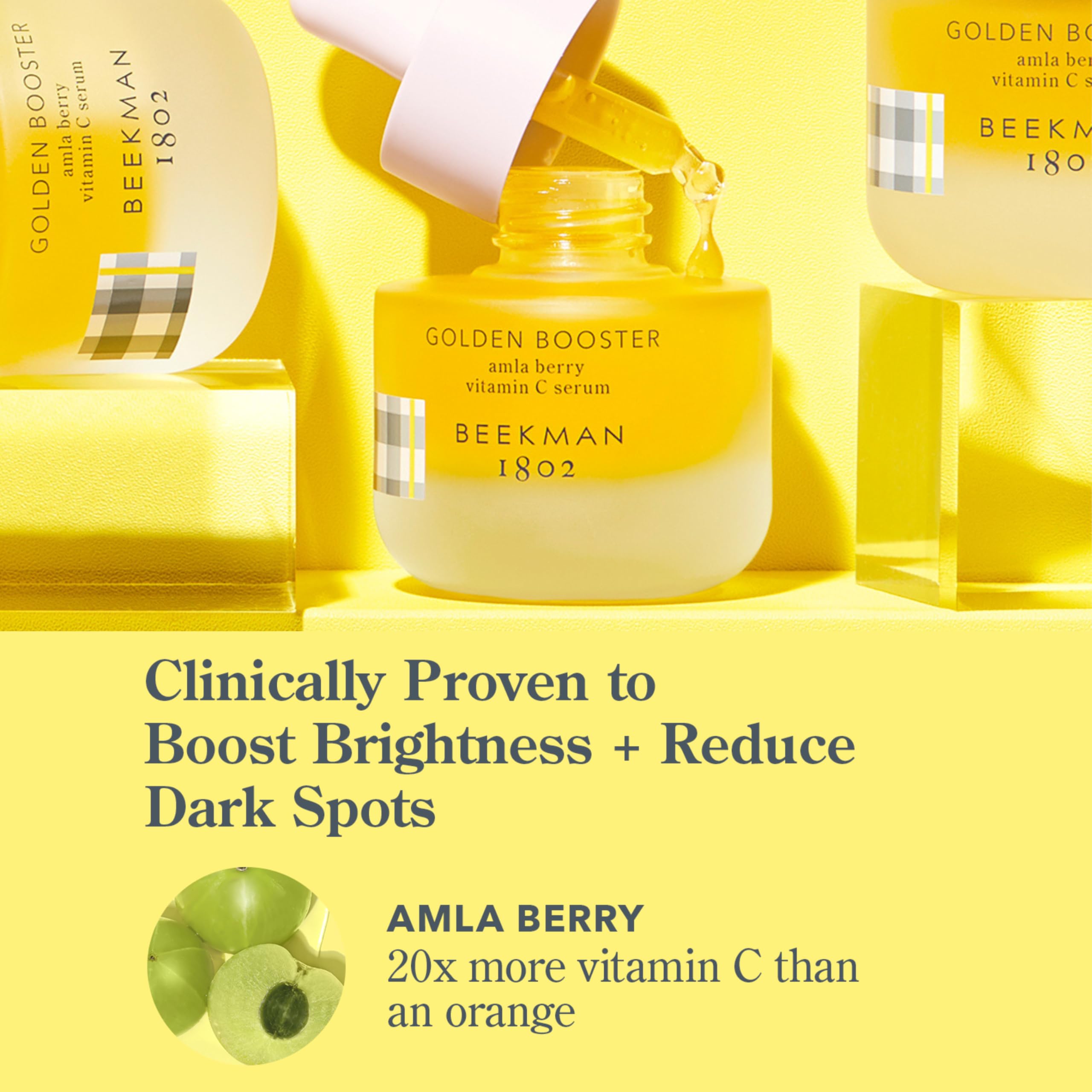 Beekman 1802 Golden Booster Amla Berry Serum – emballage: sans parfum discret et élégant.