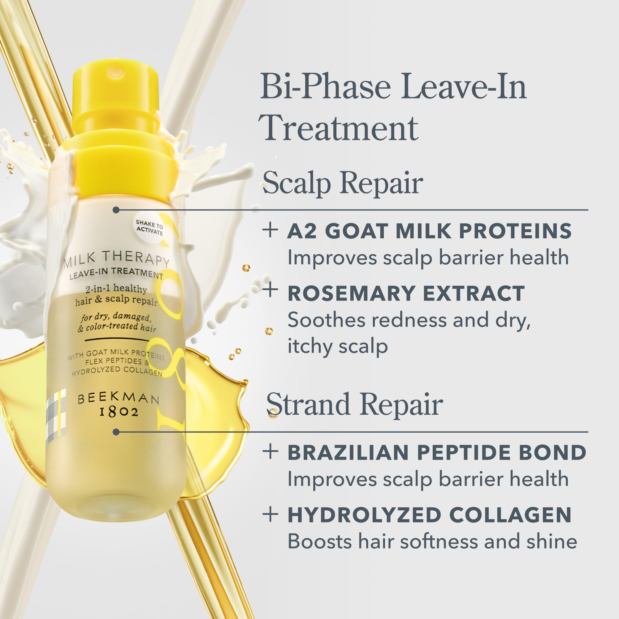 Beekman 1802 lait thérapie peptide – hydratation en profondeur des longueurs