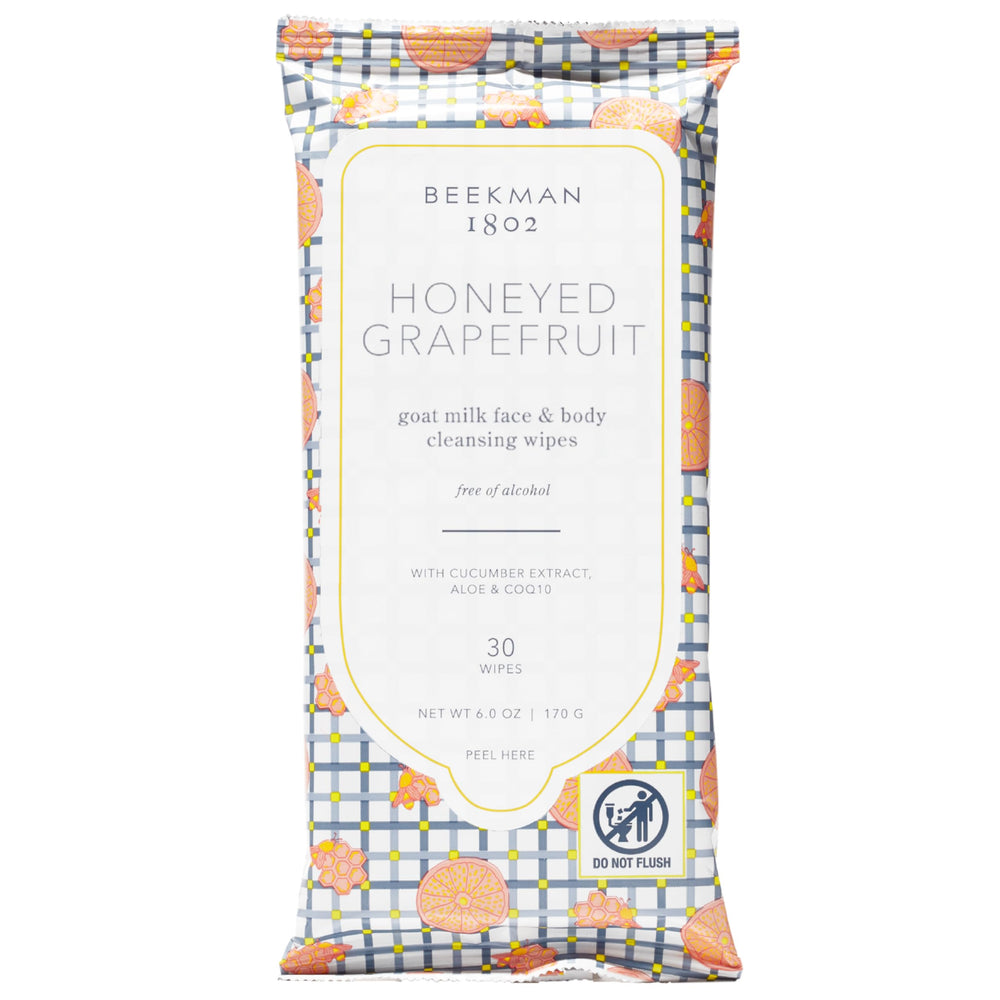 Beekman 1802 lingettes visage et corps miel pamplemousse: hydratantes et rafraîchissantes.
