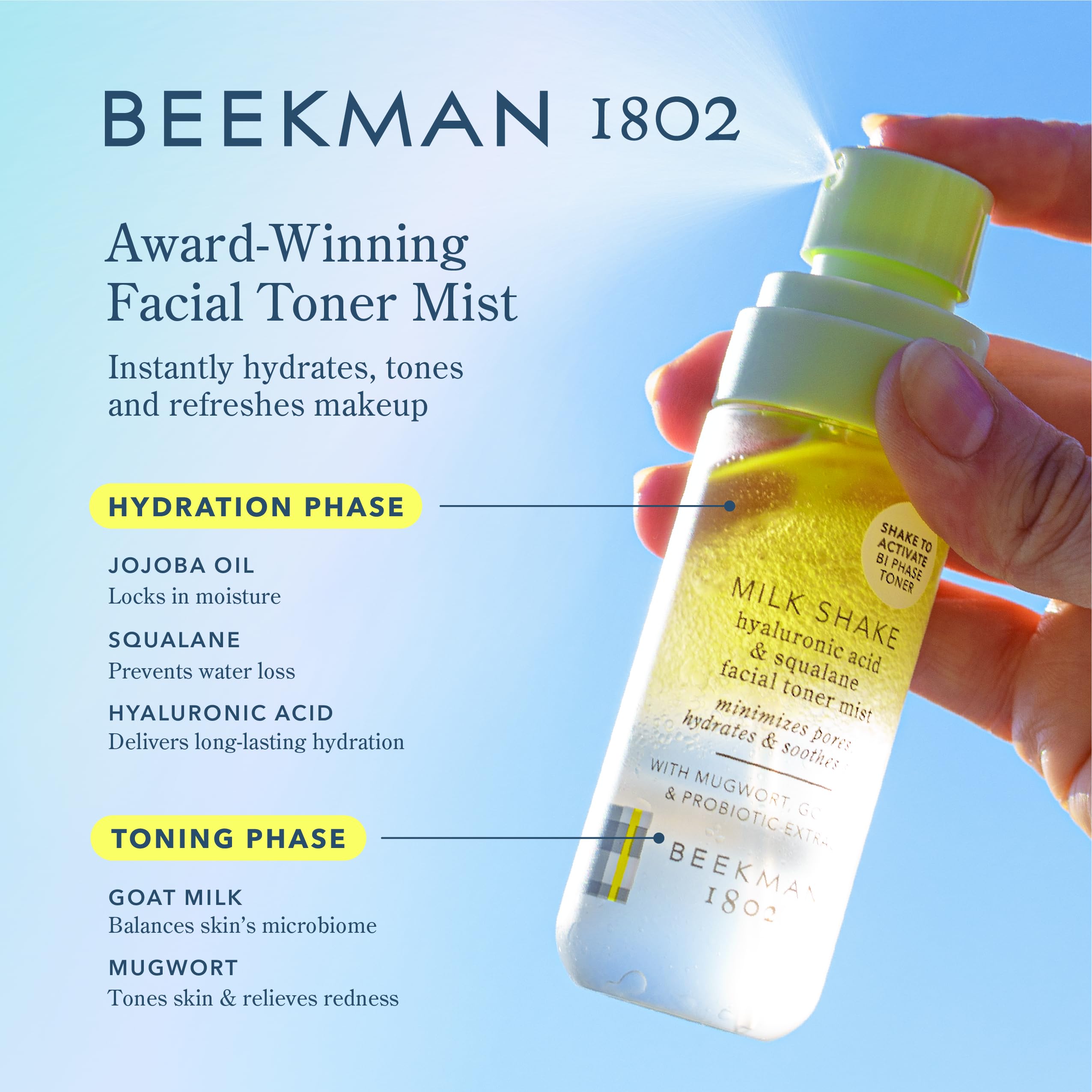Beekman 1802 Milk Shake Mini bouteille-visage transportable pour soin rapide