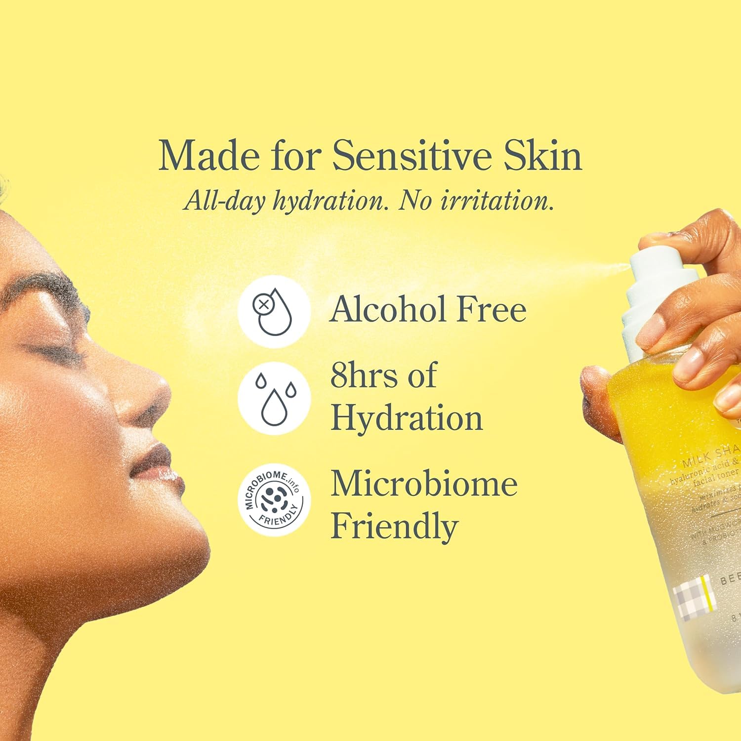 Beekman 1802 Milk Shake Mini spray-hydratant sans parfum pour peaux sensibles