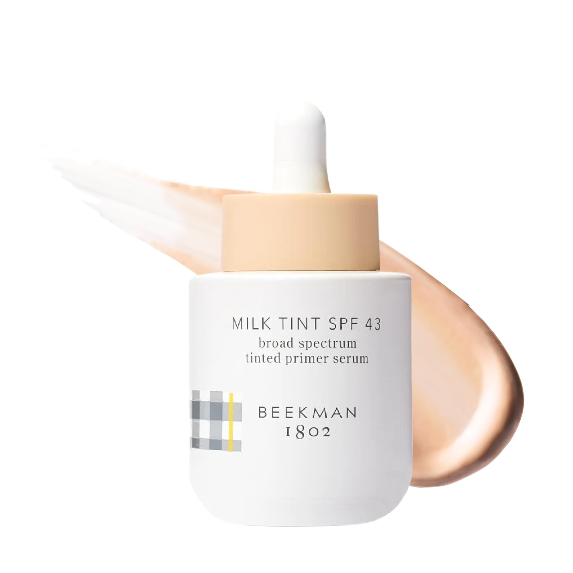 Beekman 1802 Milk Tint Primer en bouteille SPF 43 Light, protection et couleur légère.