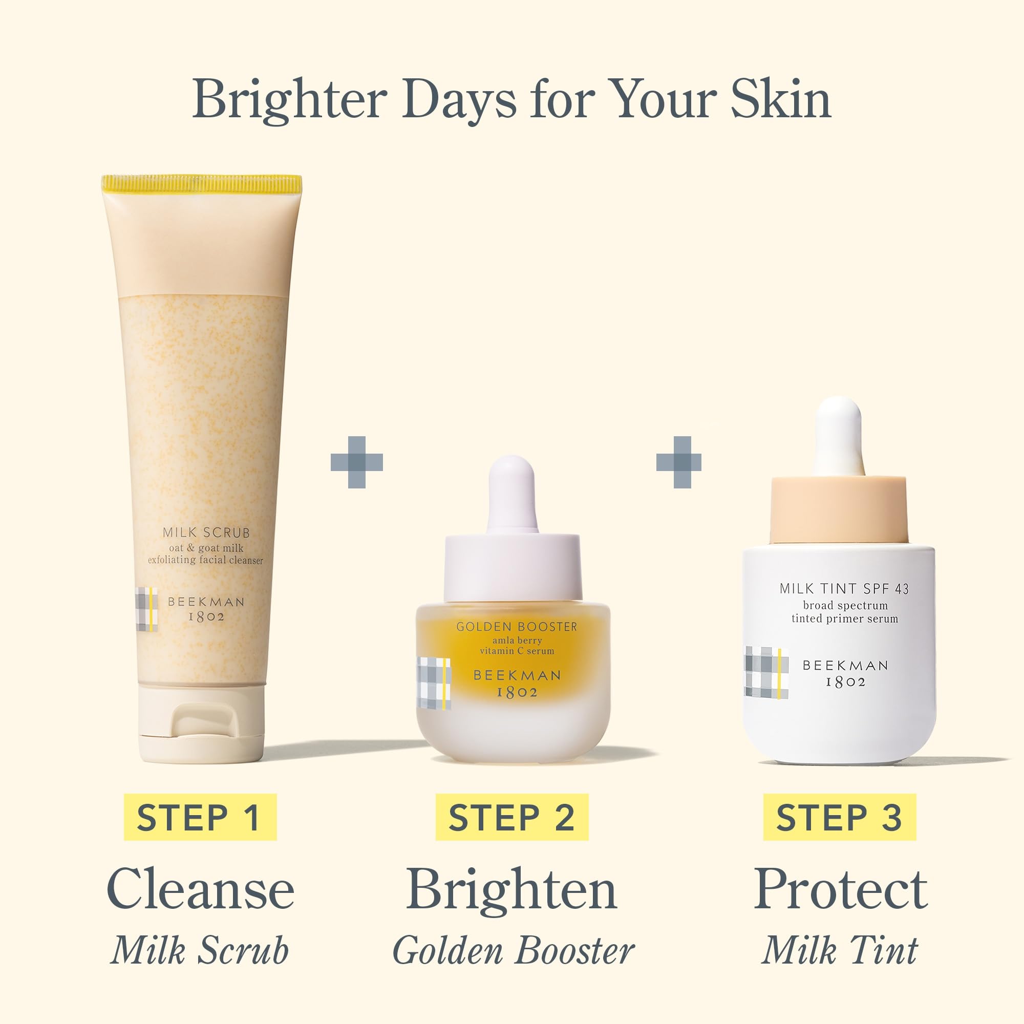 Beekman 1802 Milk Tint Primer emballage minimaliste et propre.