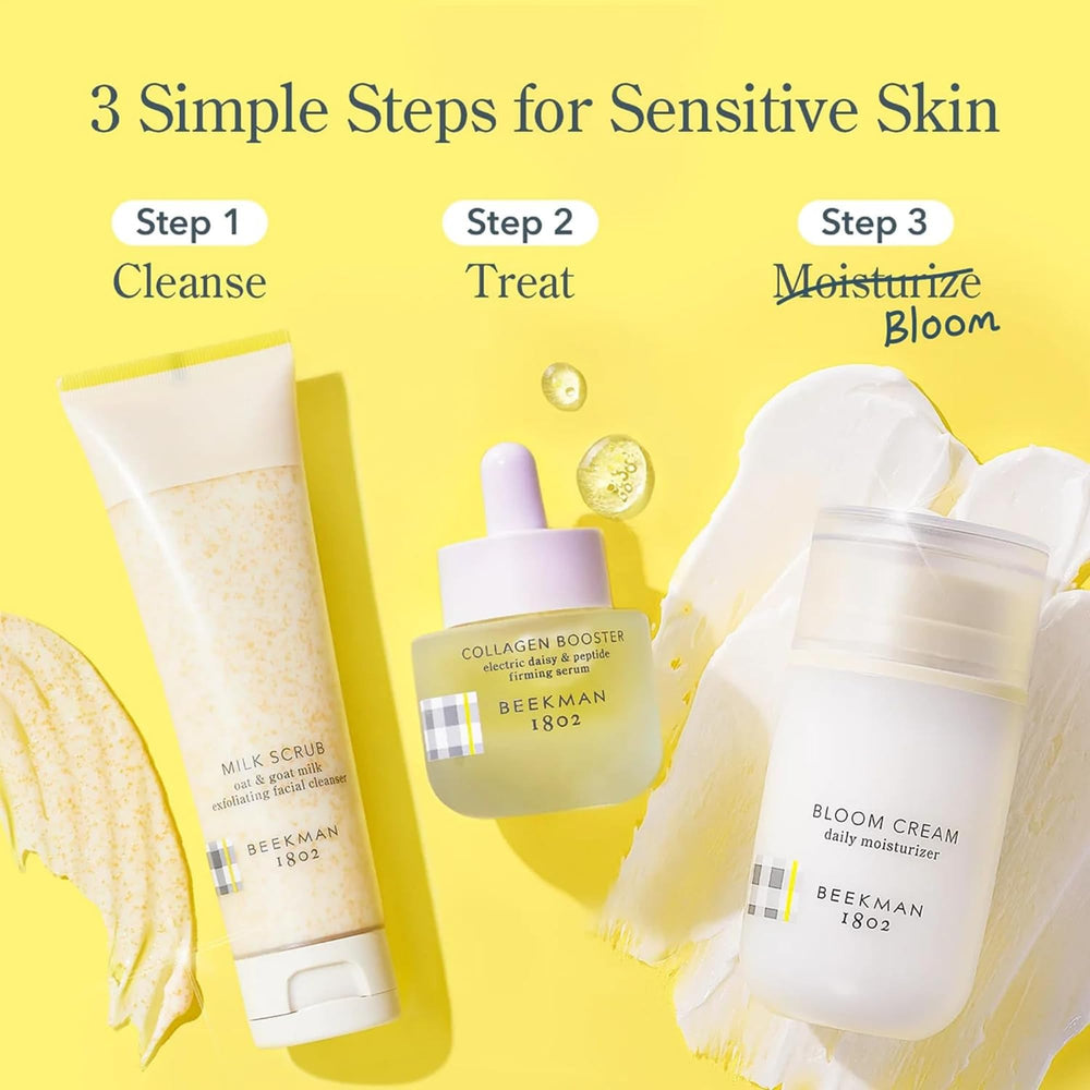 Beekman 1802 rituel quotidien soin visage naturel et doux.