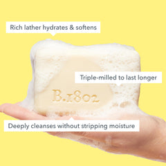 Beekman 1802 soap bar packaging highlights sustainability and cruelty-free ethos.