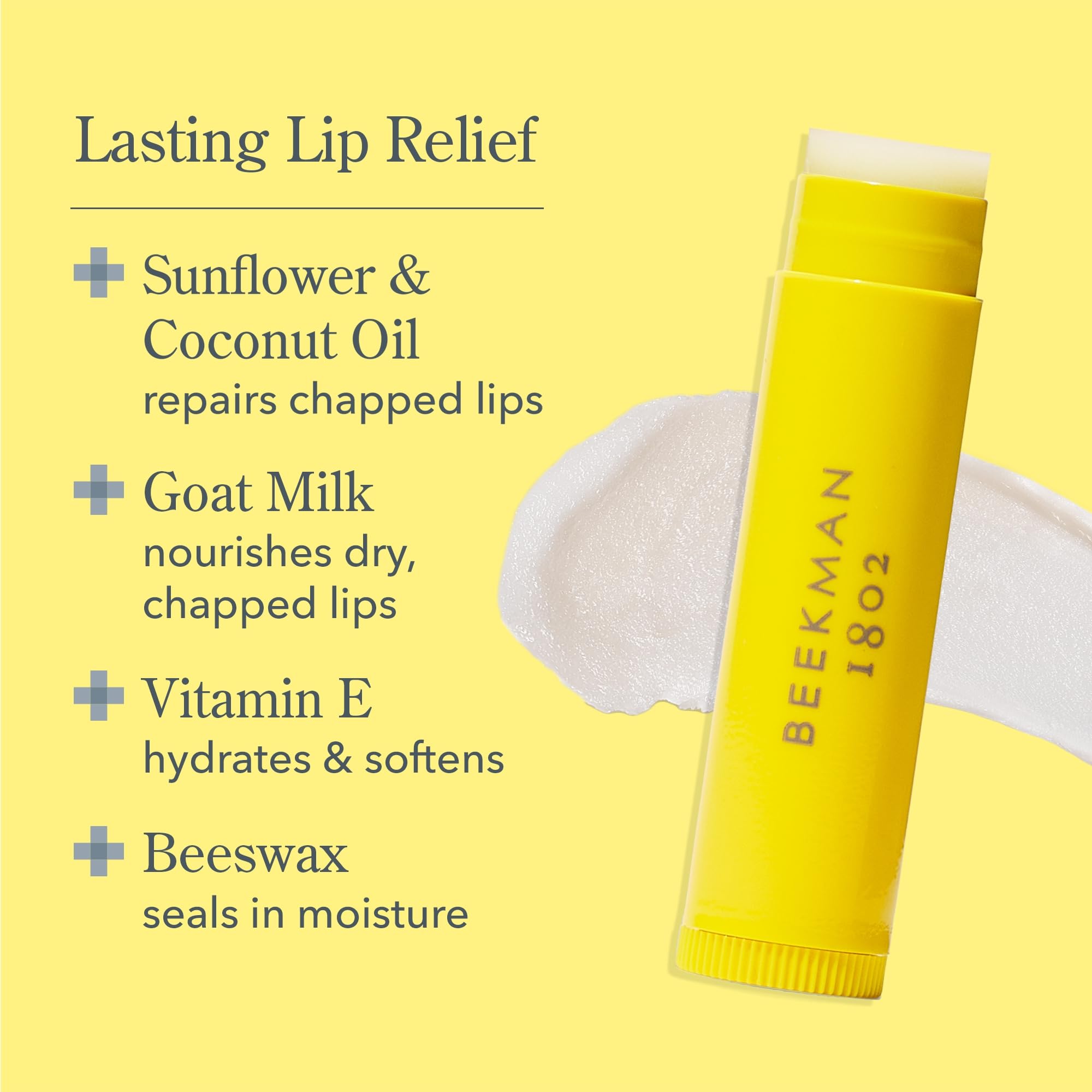 Beekman 1802 baume à lèvres Vanille Absolute texture riche, creme onctueuse pour lèvres sèches.