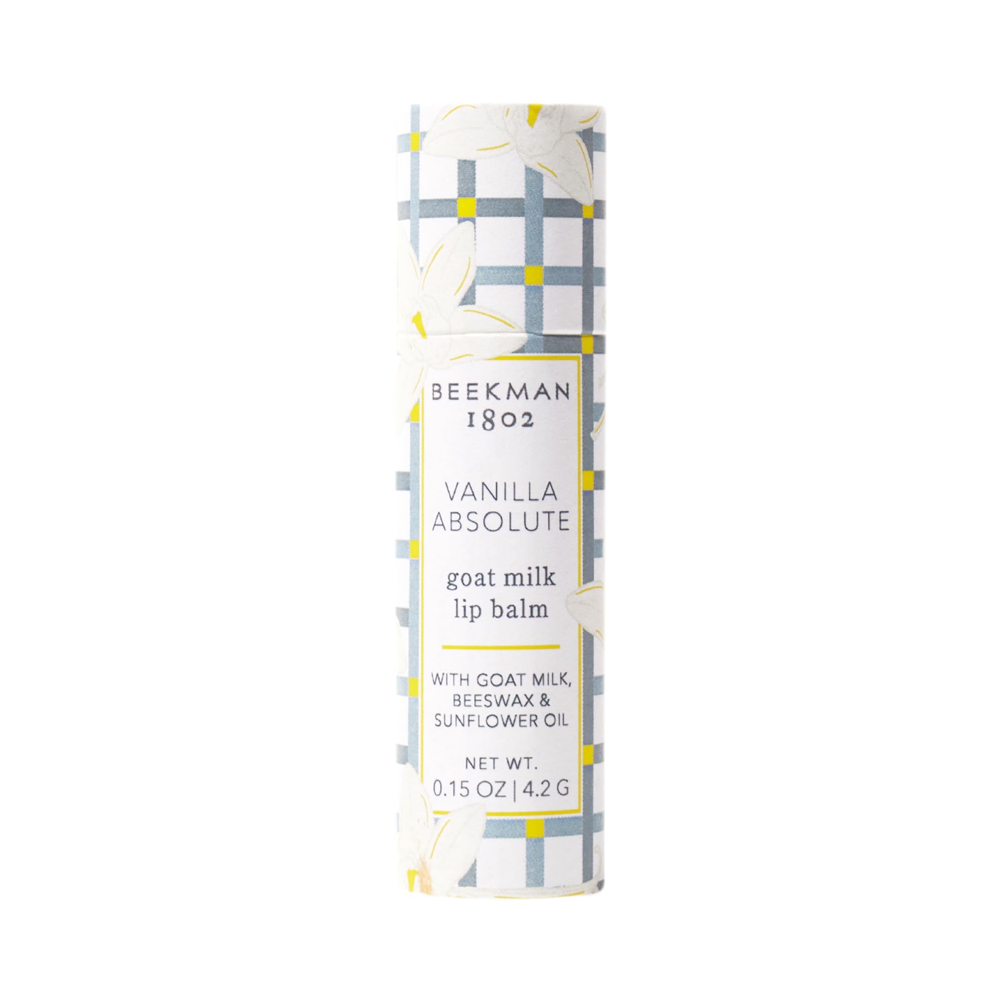Beekman 1802 baume à lèvres Vanille Absolute, tube en papier prêt à l'emporter, hydratation longue durée.