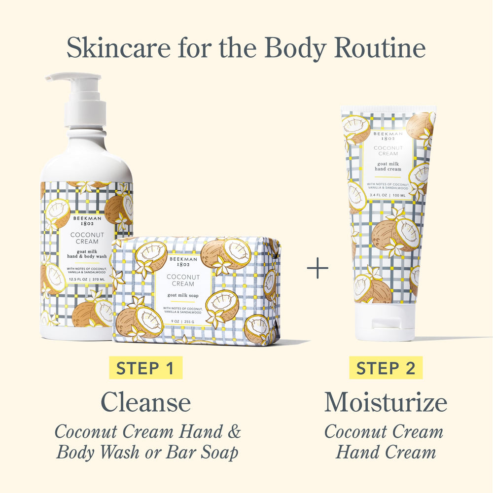 Beekman 1802 Crème mains lait chèvre microbiome équilibre et hydratation durable.