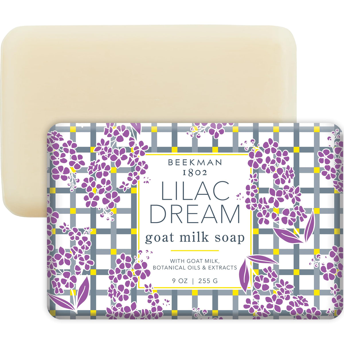 Beekman 1802 savon lait chèvre Lilas Dream, barre hydratante pour peau sensible.