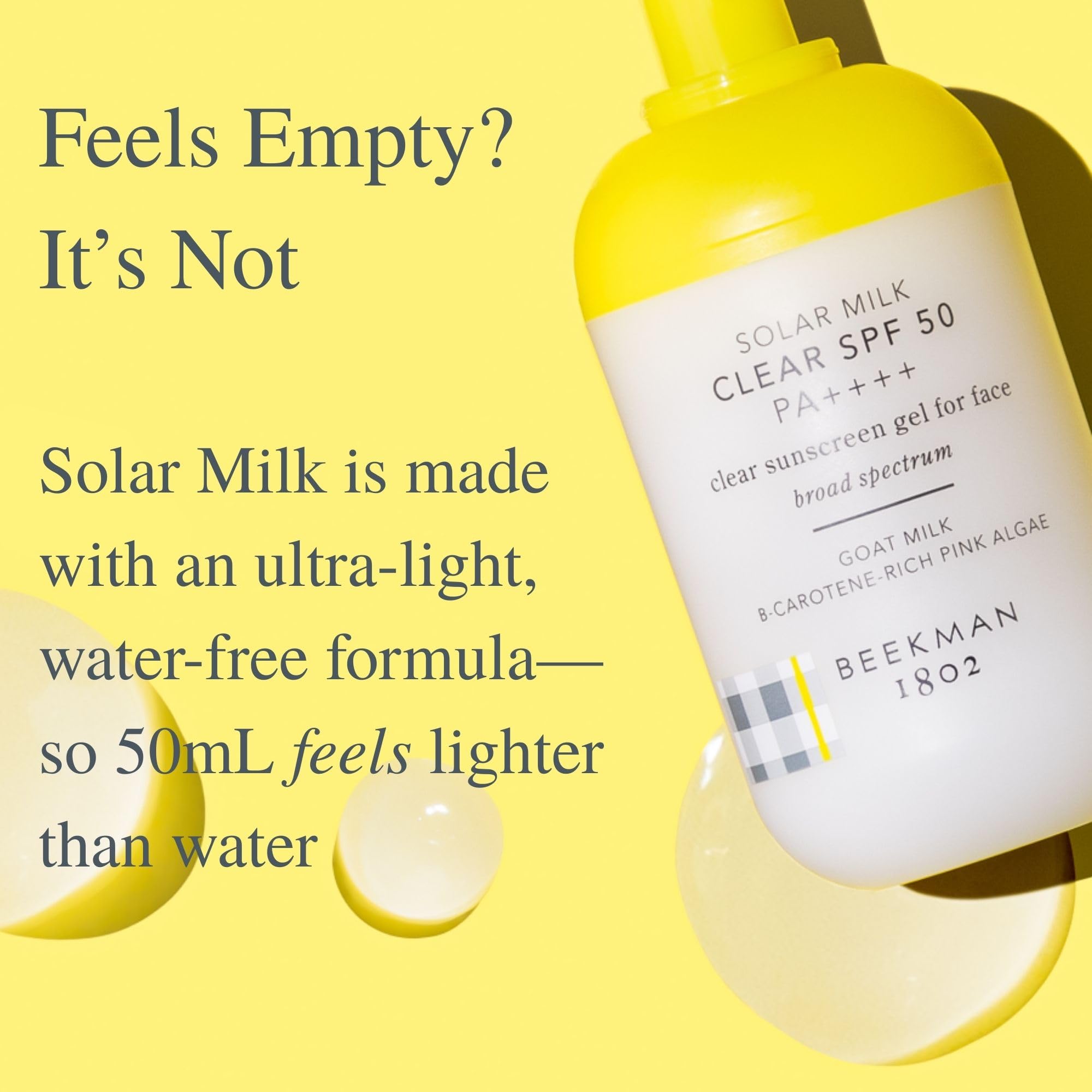 Beekman 1802 Solar Milk SPF50: lait de chèvre enrichi aide à préserver l'équilibre cutané.
