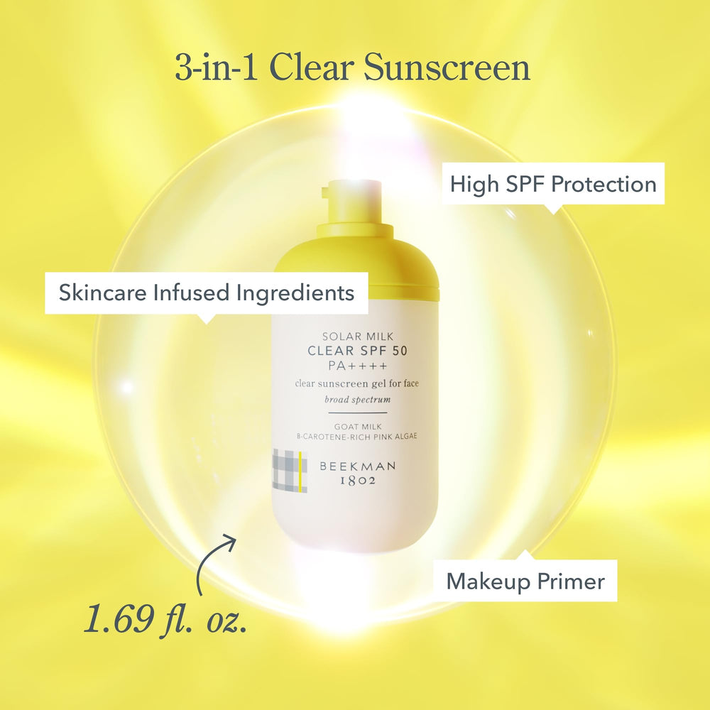 Beekman 1802 Solar Milk SPF50: sans parfum, adapté aux peaux sensibles.