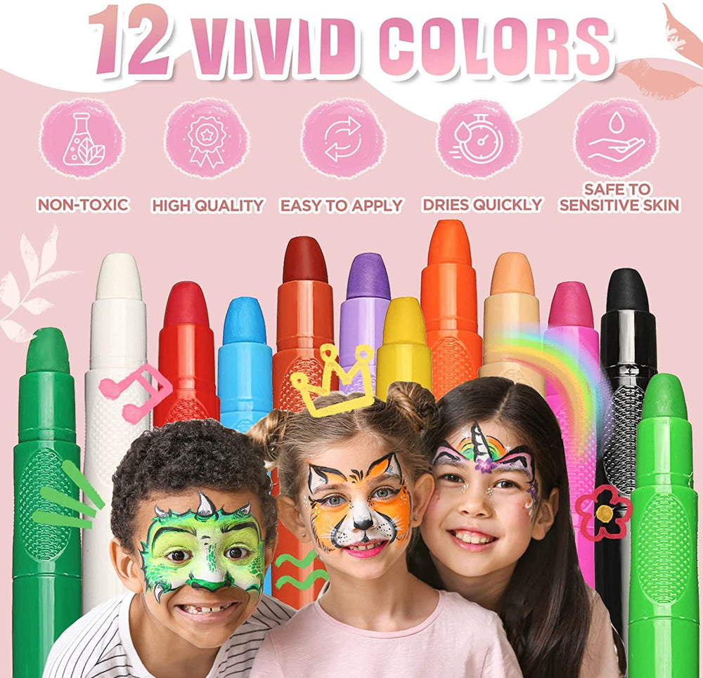 Beesjuy crayons maquillage eau, 12 couleurs, pratique et polyvalent