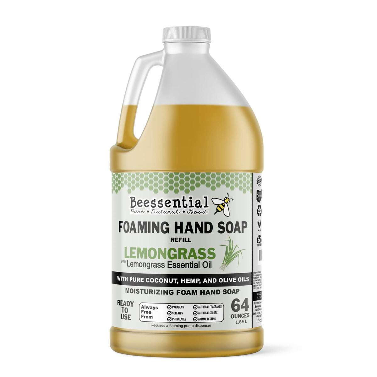 Beessential recharge moussante Citronnelle, pour des mains propres et hydratées au quotidien