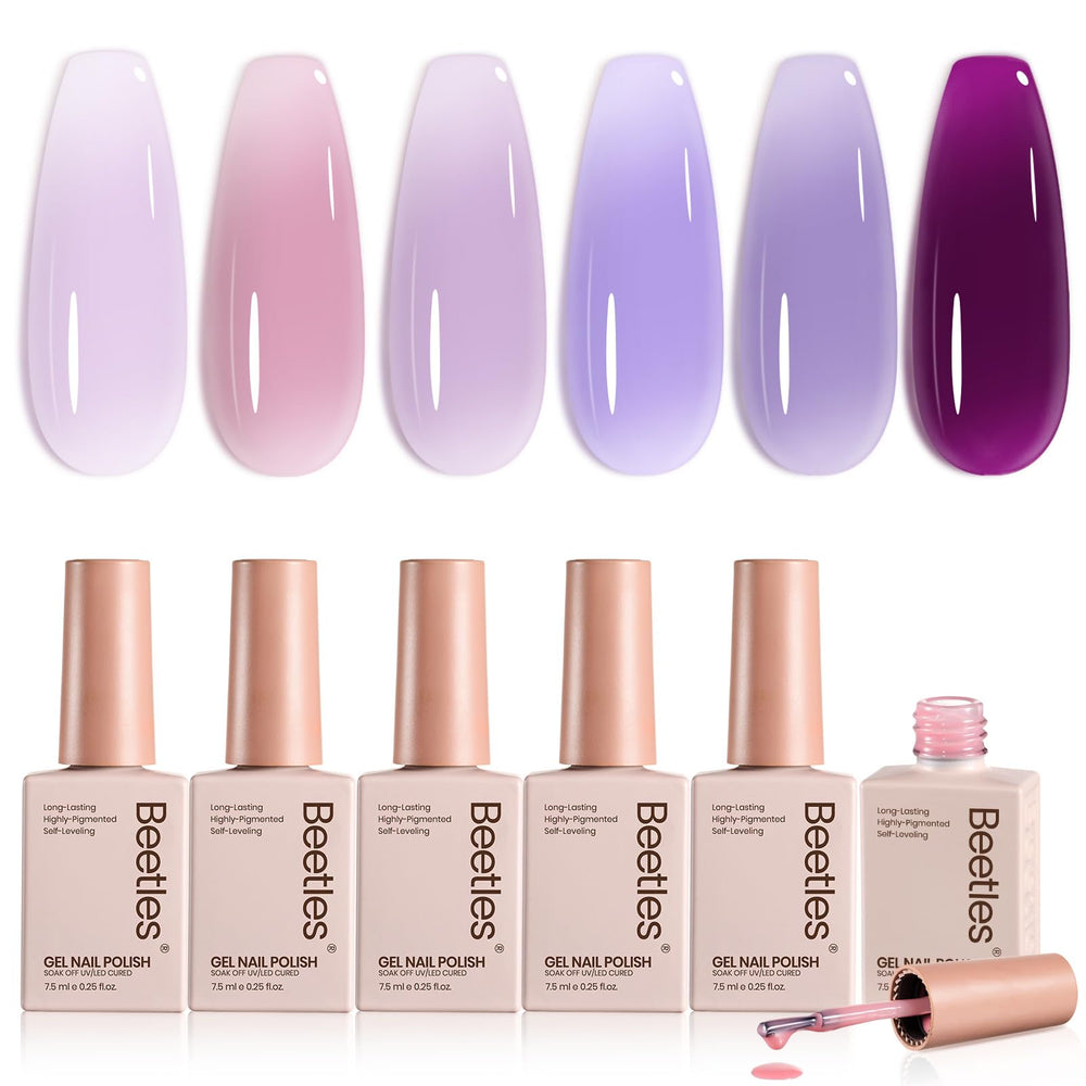 Beetles Amethyst Realm Jelly ensemble vernis violet translucide pour dégradé doux