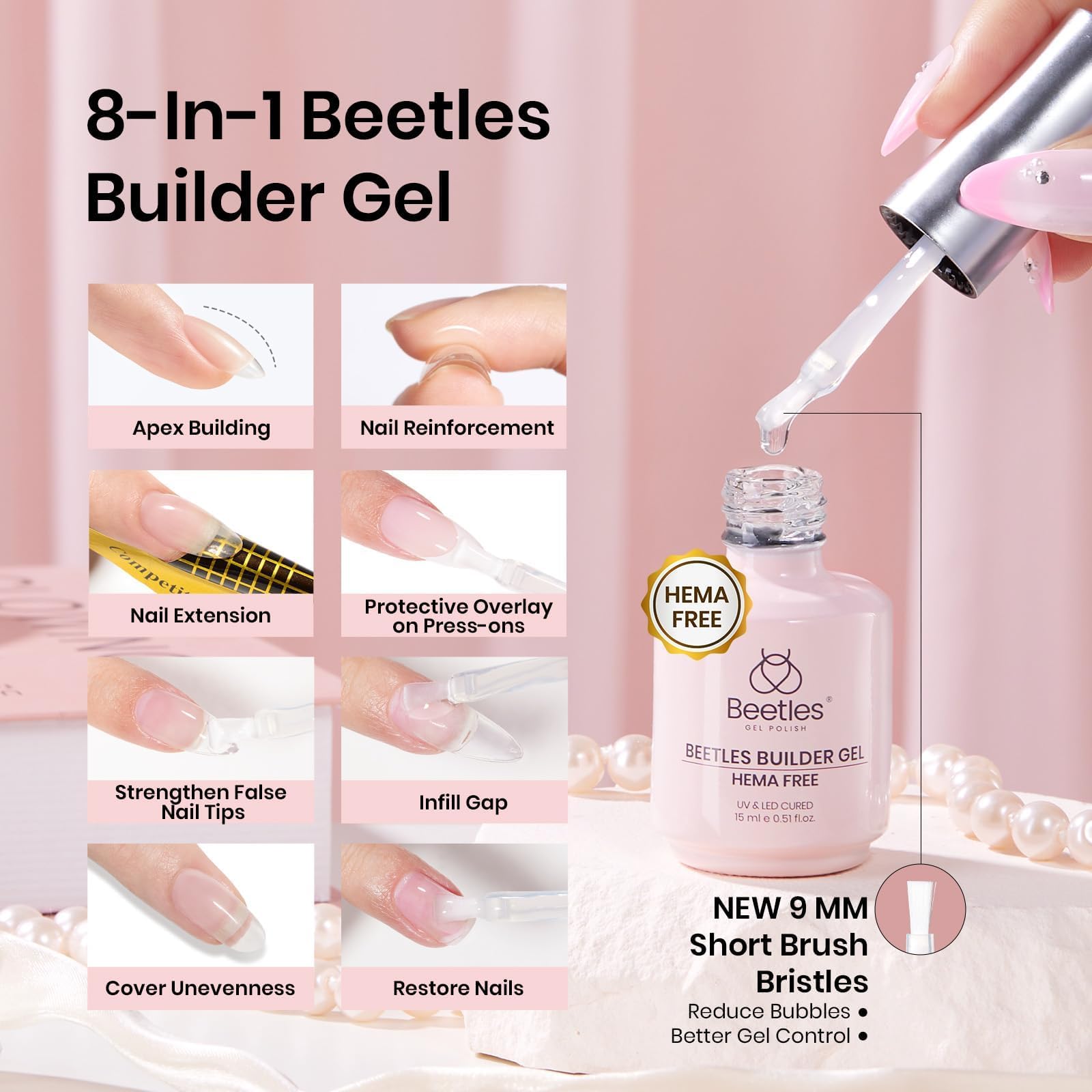 Beetles apex gel, forme parfaite et renforcement des ongles naturels.
