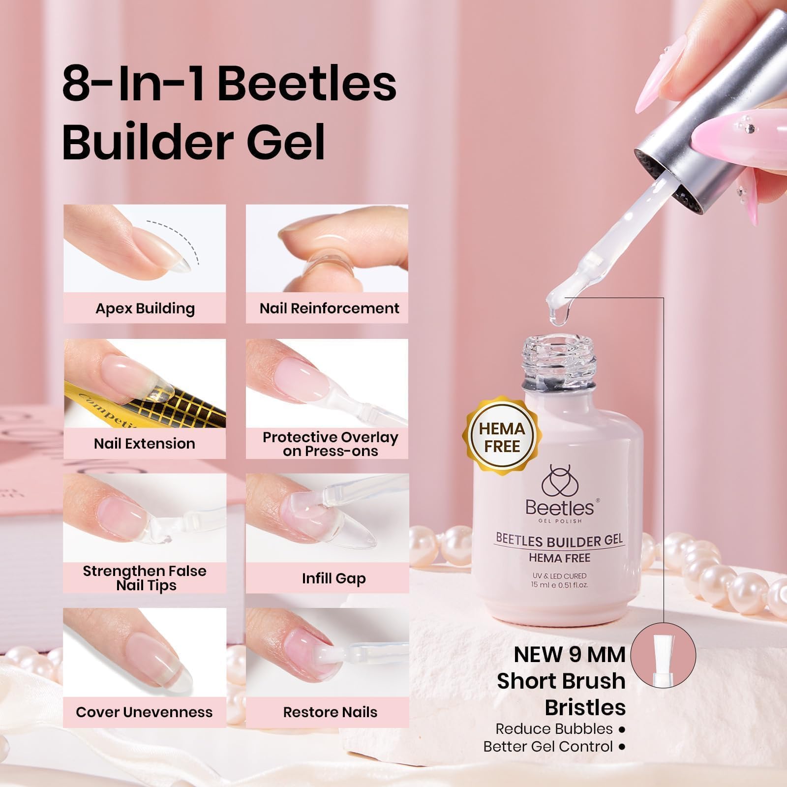 Beetles application précise, sans débordement sur cuticules.