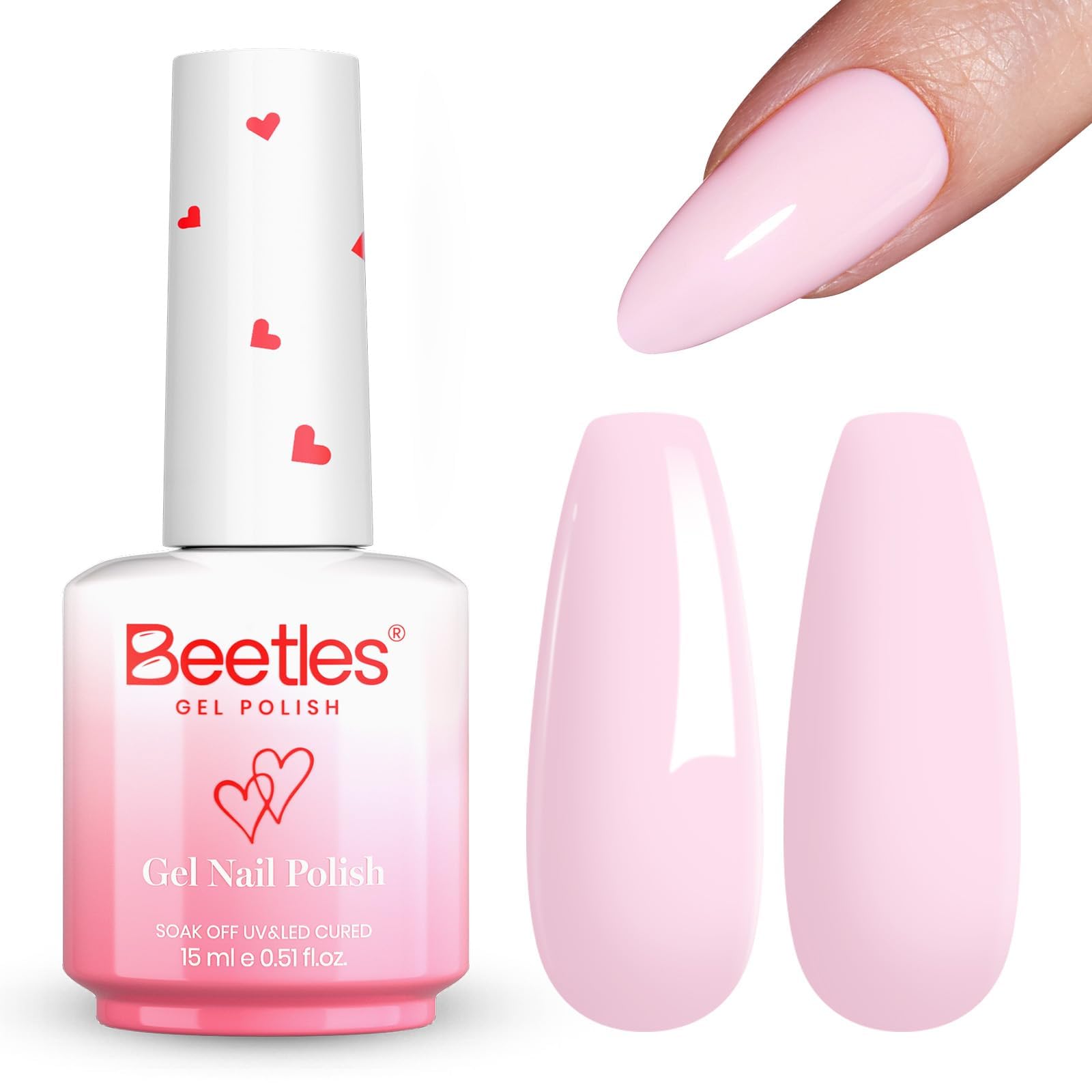 Beetles Barely Pink ongles Saint-Valentin, touche romantique