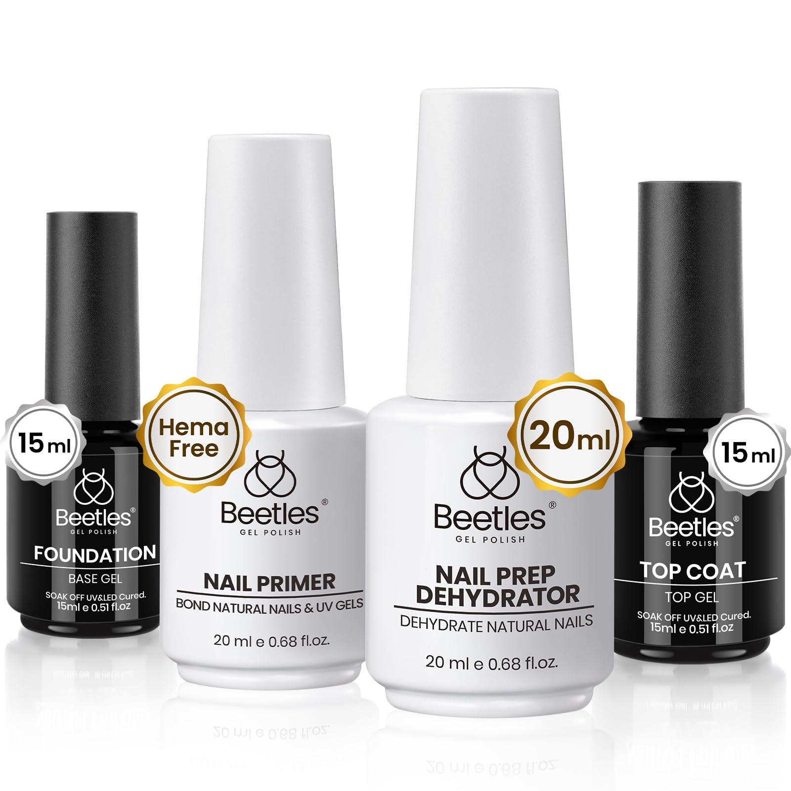 Beetles Base Gel 15ml: adhérence renforcée et surface prête pour la couleur.