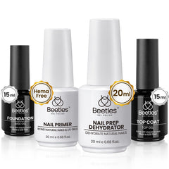 Beetles Base Gel 15ml: adhérence renforcée et surface prête pour la couleur.