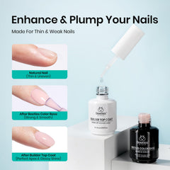 Beetles Base Gel : applicateur sur ongles pour une base nude uniforme.