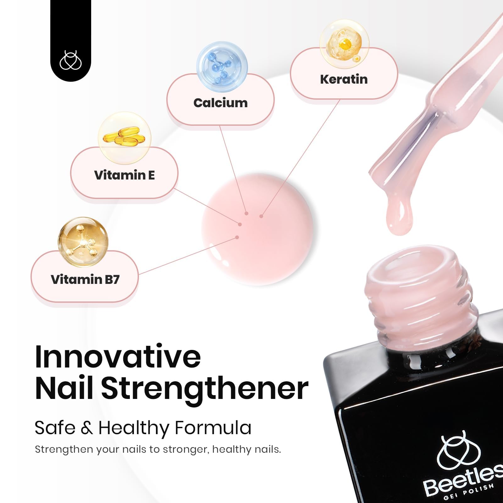 Beetles Base Gel nude rose pêche: teinte naturelle et élégante.