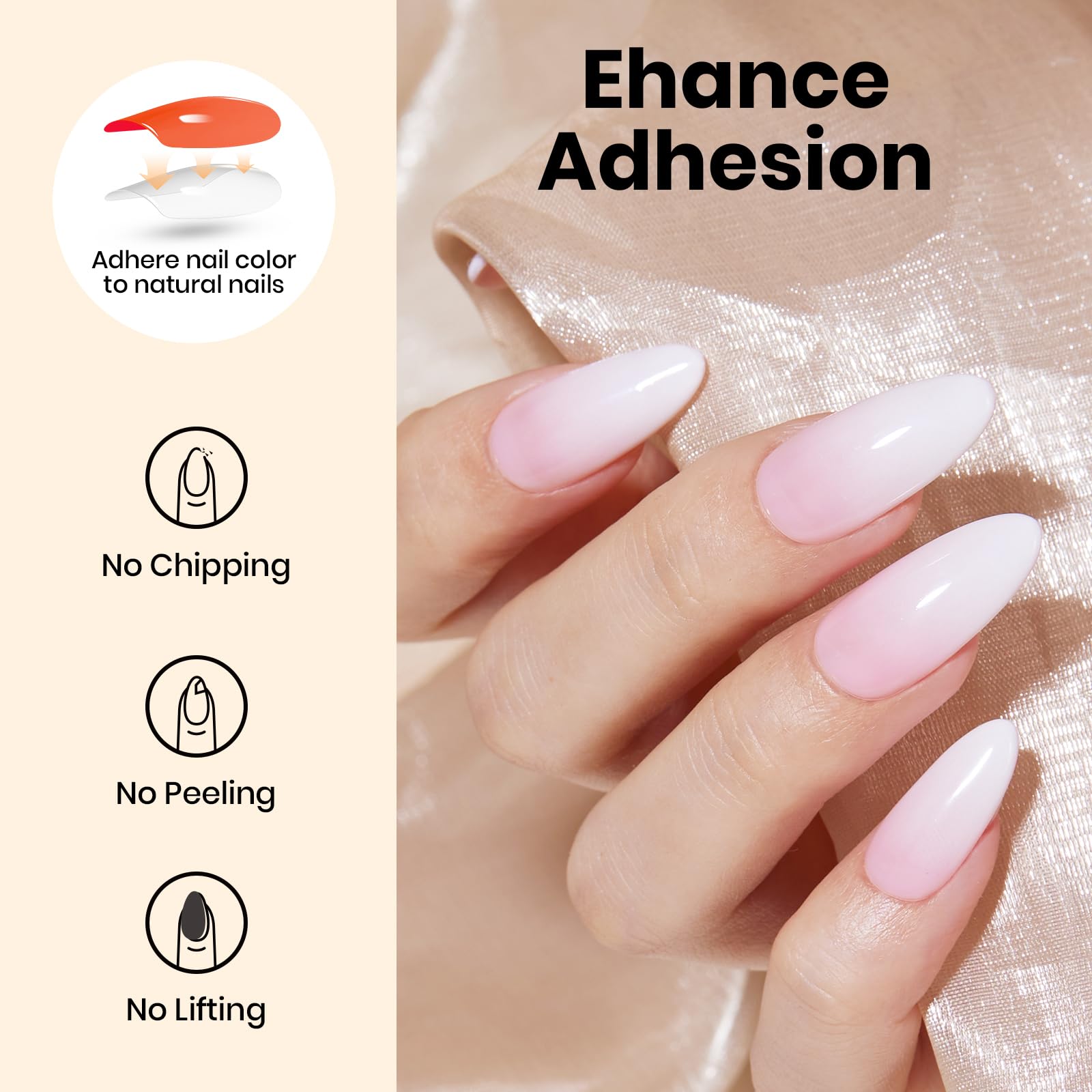 Beetles Base Gel sans HEMA, démonstration d'adhésion prolongée