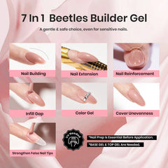 Beetles Builder Gel: pinceau en action pour lisser et modeler les ongles.