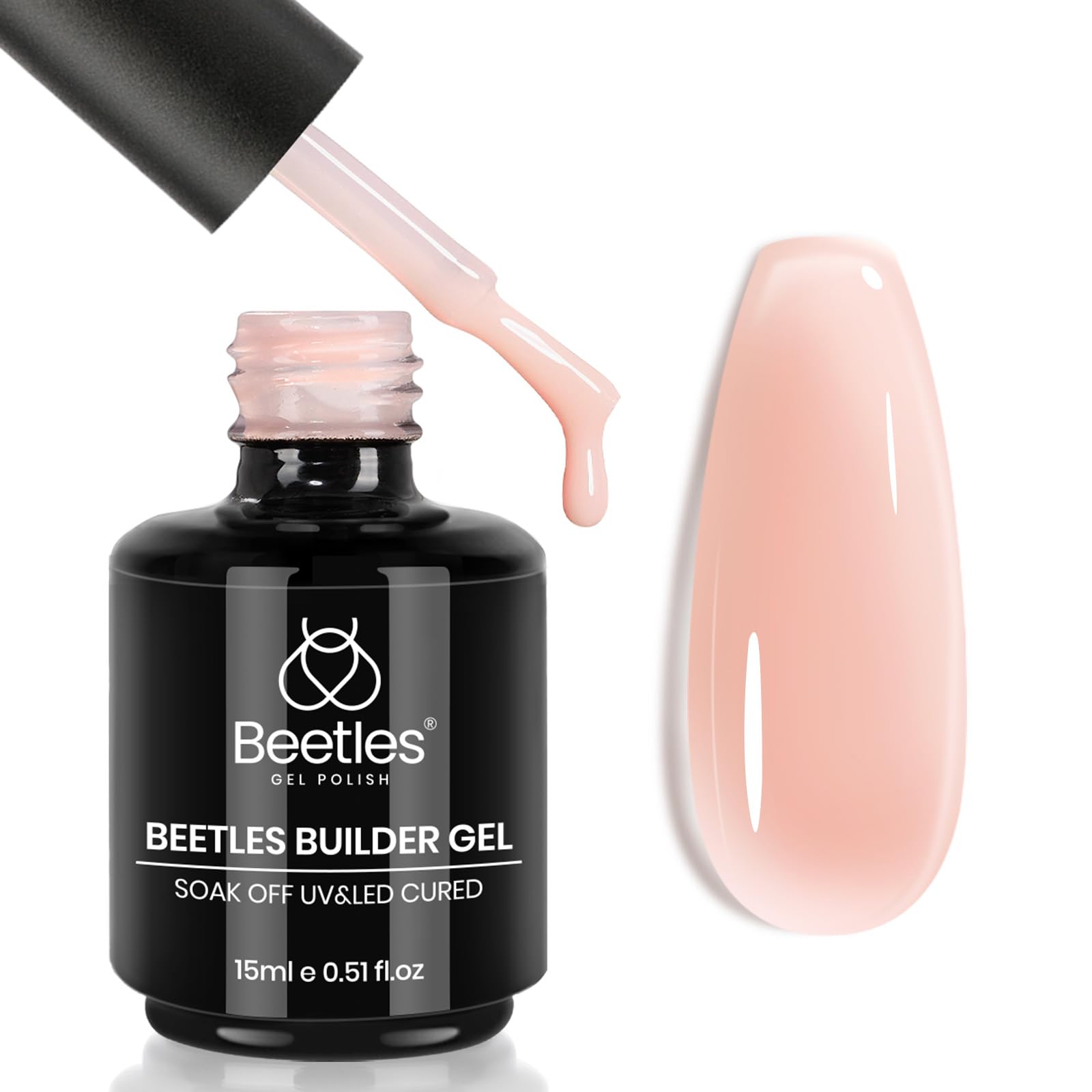 Beetles Builder Gel – bouteille jelly nude prête à renforcer vos ongles.