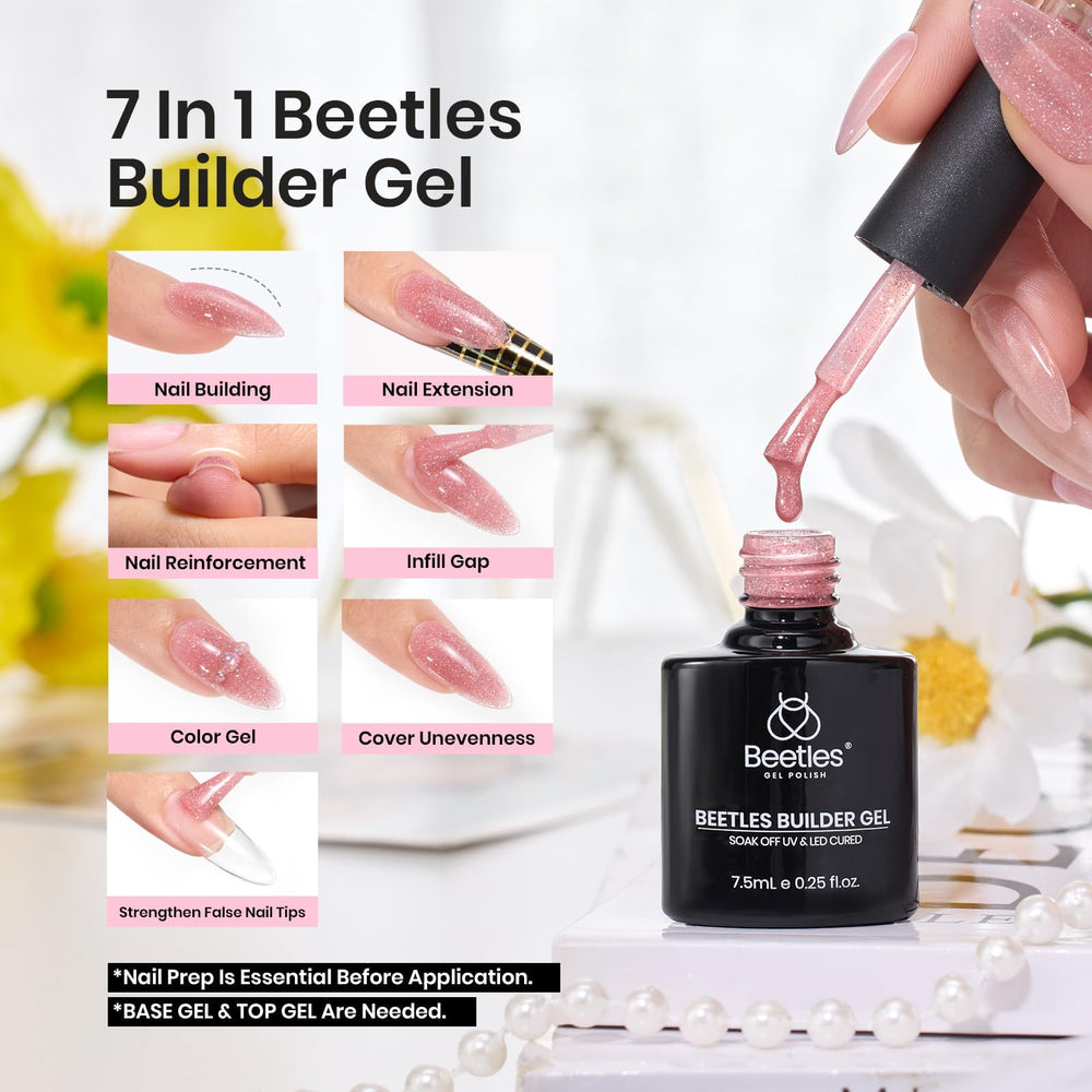 Beetles Builder Gel bouteilles couleur pailletées pour ongles scintillants