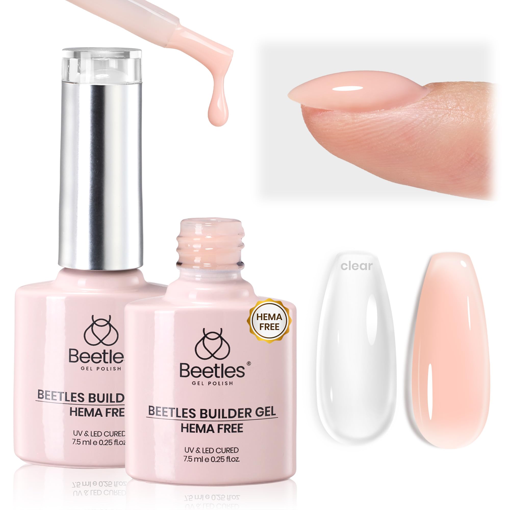 Gel Builder Beetles clair pour ongles: renforce et lisse la surface.
