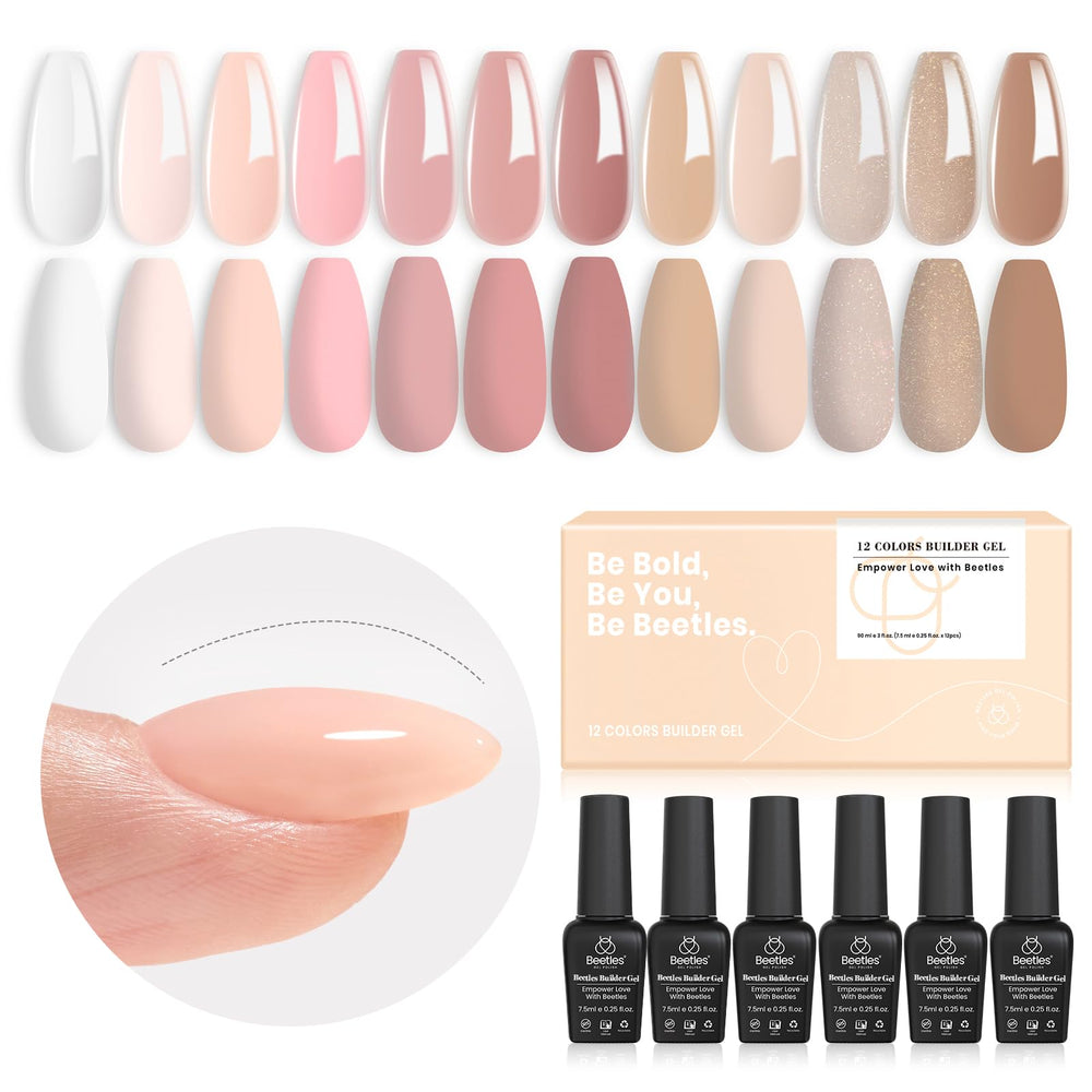 Beetles Builder Gel ensemble 12 couleurs pour ongles personnalisés et durables.
