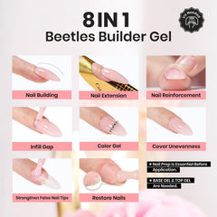 Beetles Builder Gel extension avec tips ou formes pour longueurs personnalisées.