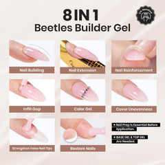 Beetles Builder Gel extension d’ongle obtenue grâce à la construction.