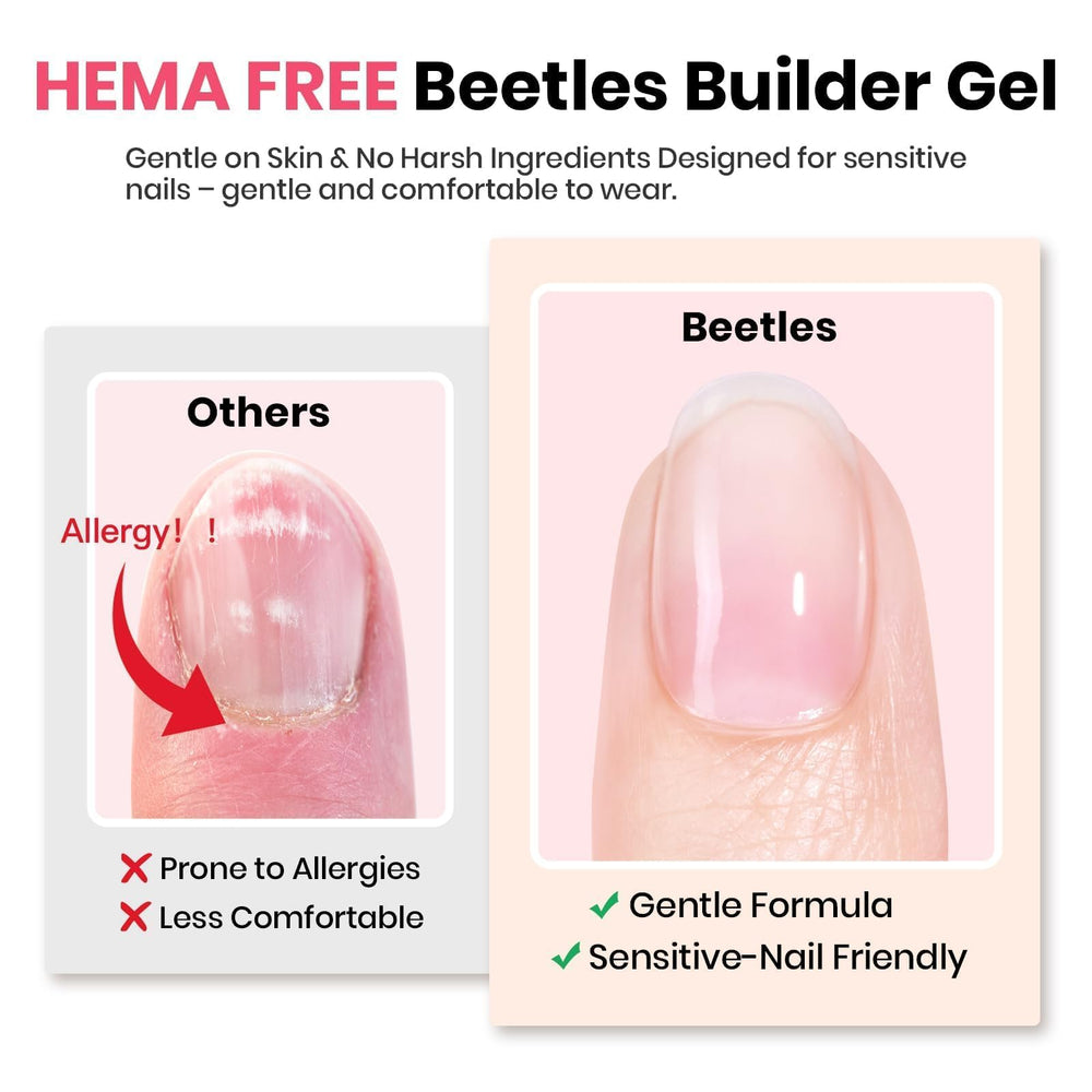 Gel auto-nivelant Beetles, rose, facilite l’uniformisation et la longueur des ongles.