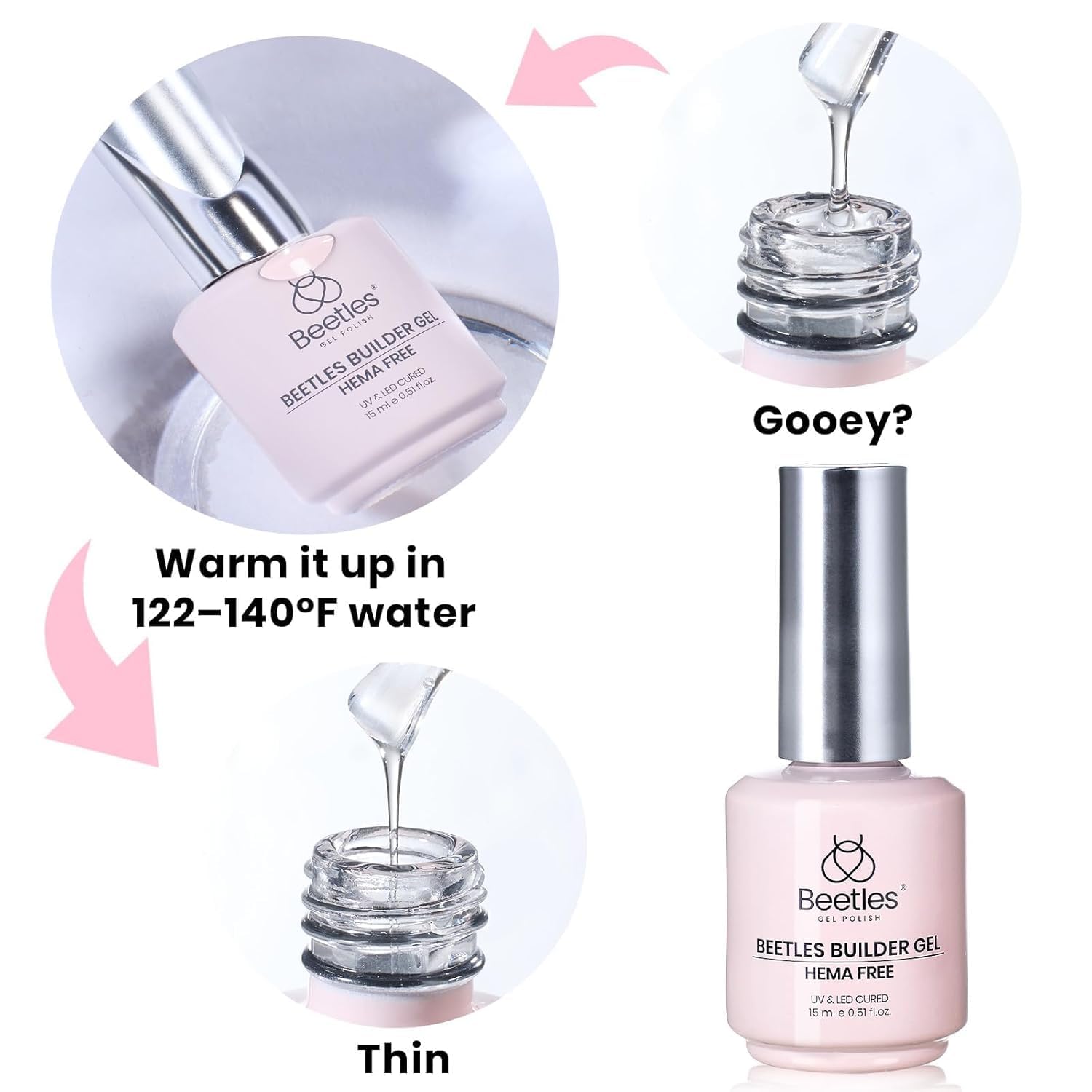 Beetles Builder Gel HEMA-Free – kit DIY mani maison pour salon à domicile.